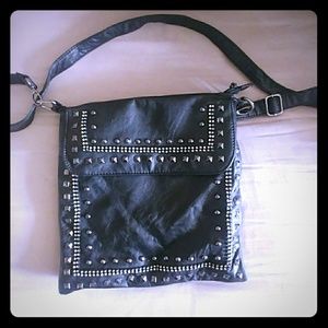 Black studded body cross bag